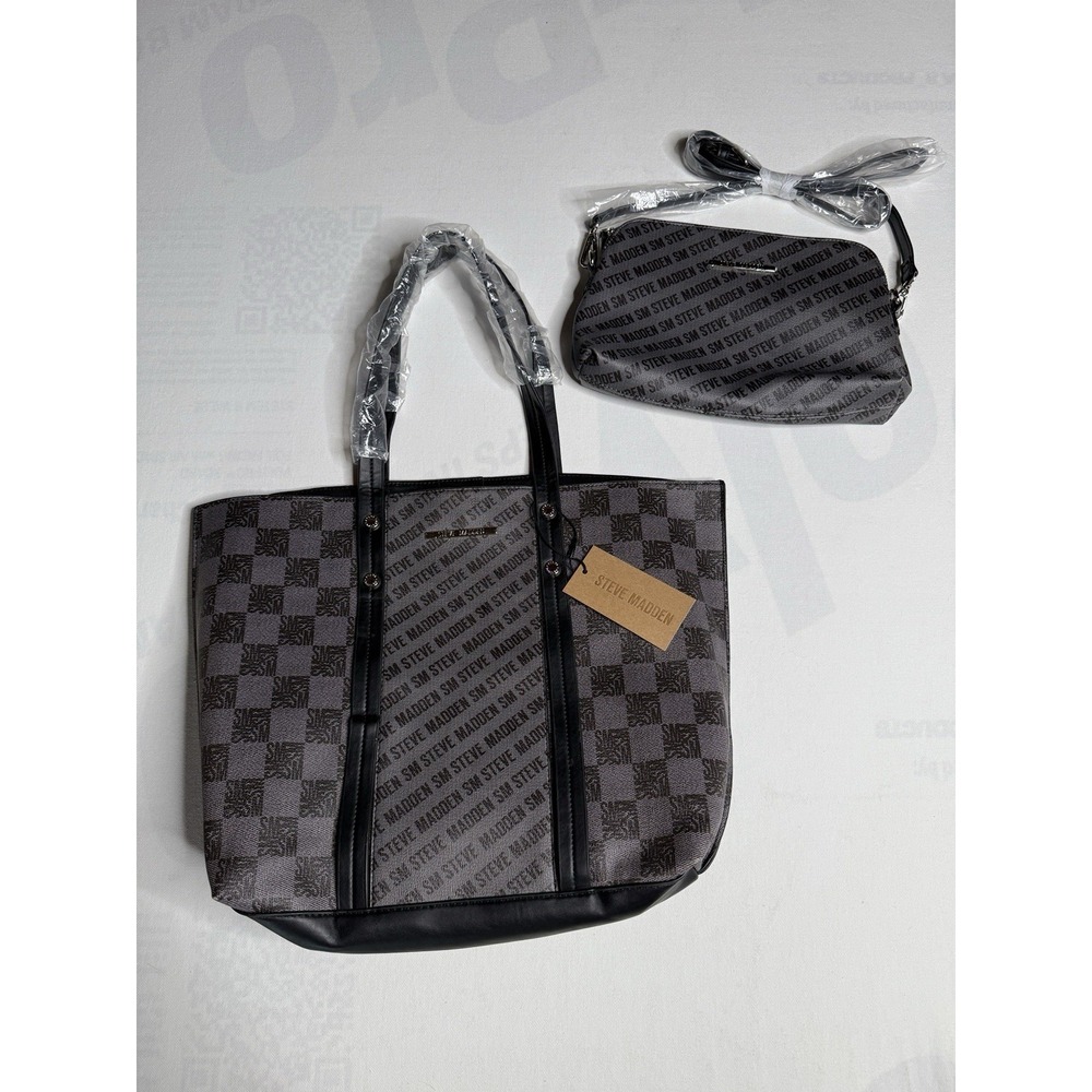 Steve Madden Teresaa Logo Tote With Crossbody Bag Black/Grey
